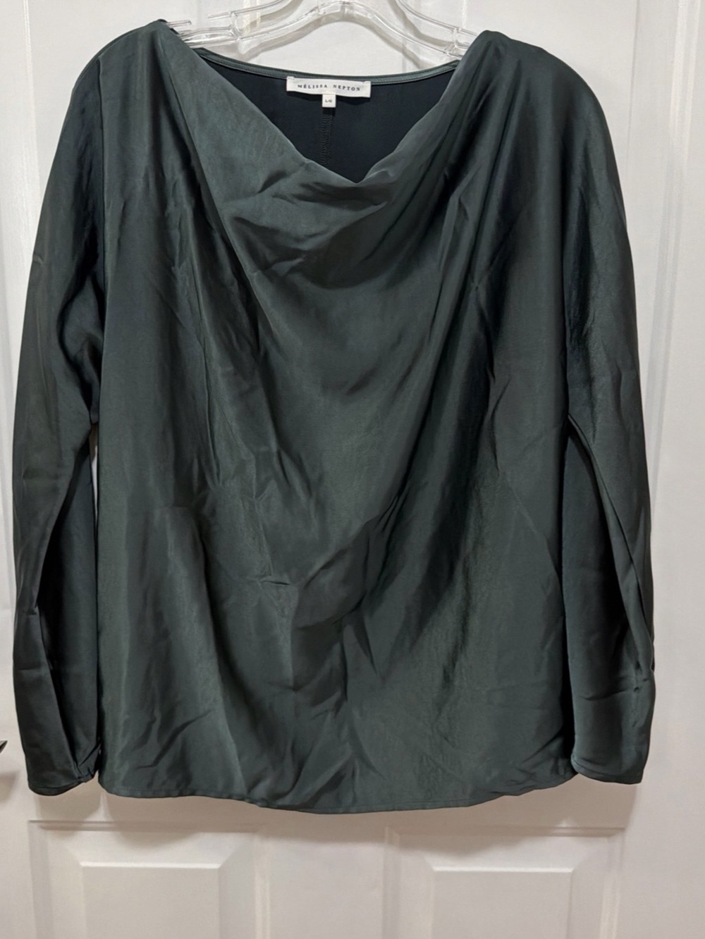 Melissa Nepton Moli Top Draped Neck Blouse Green Large